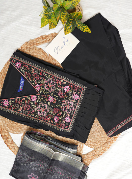 Modal Silk A-Line Kurtha Set with Pant & Dupatta - NV003