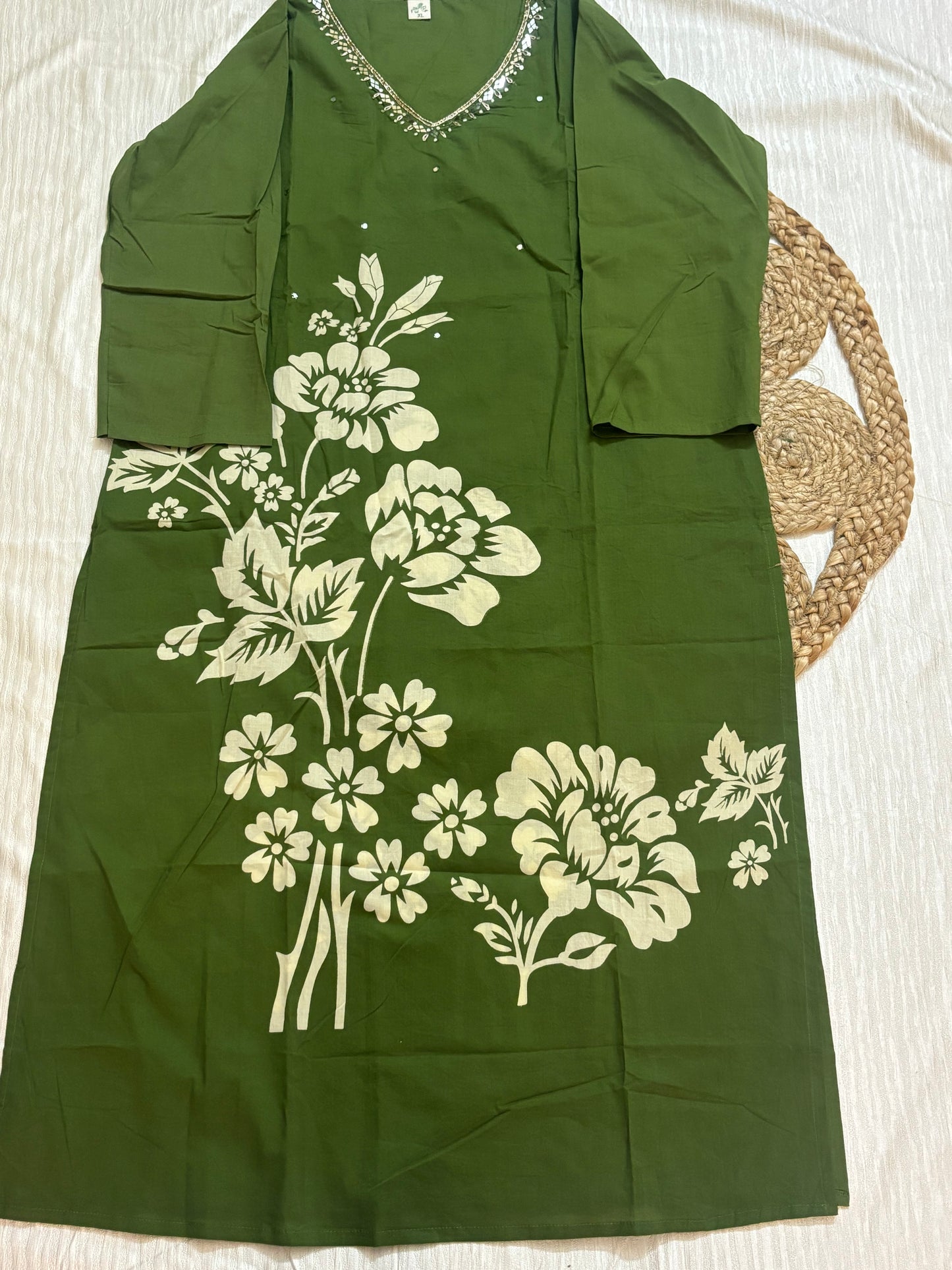 Cotton Straight Kurtha set with Pant & Dupatta - NV029