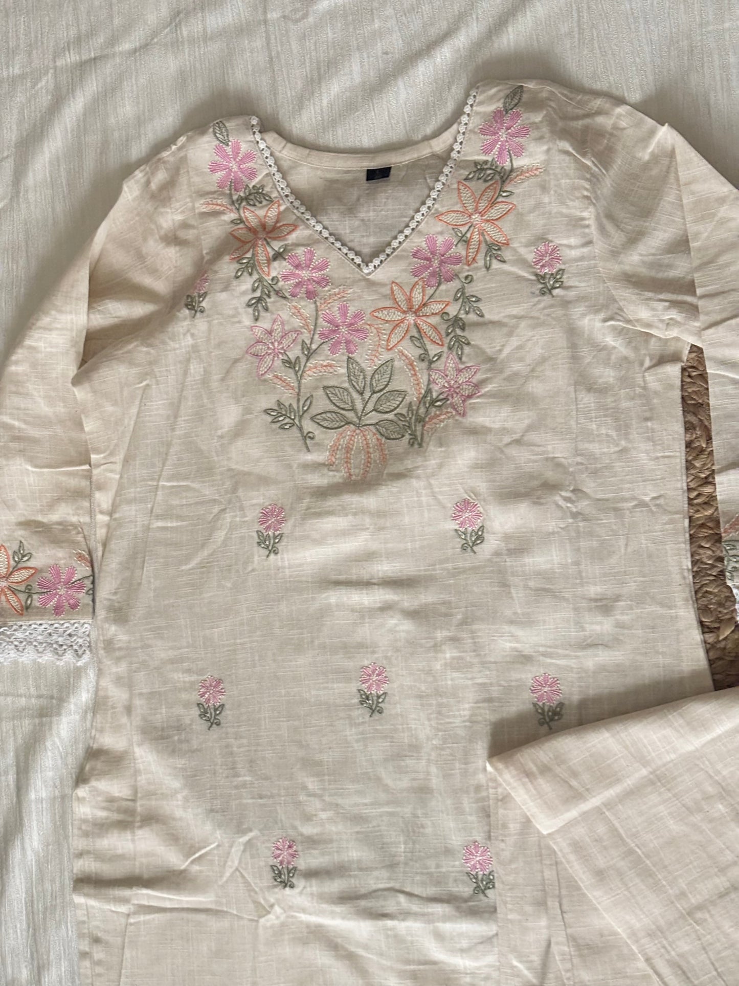 Cotton Slub Kurtha Set with Pant - NV025