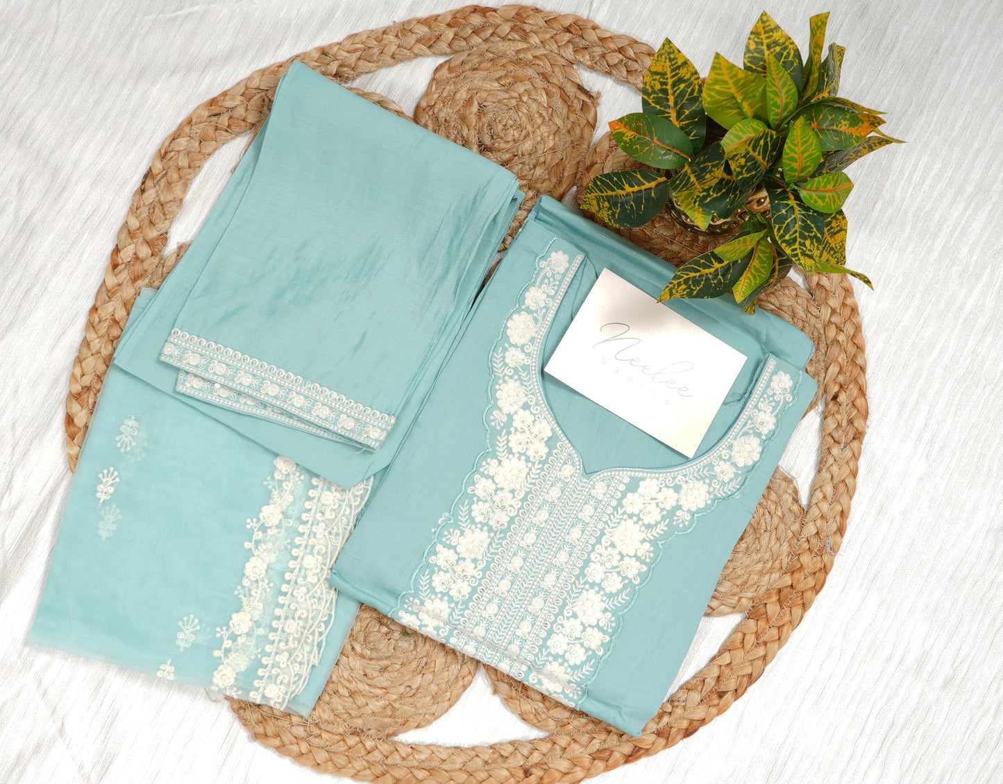 Roman Silk Straight Kurtha Set with Pant & Dupatta - NV015