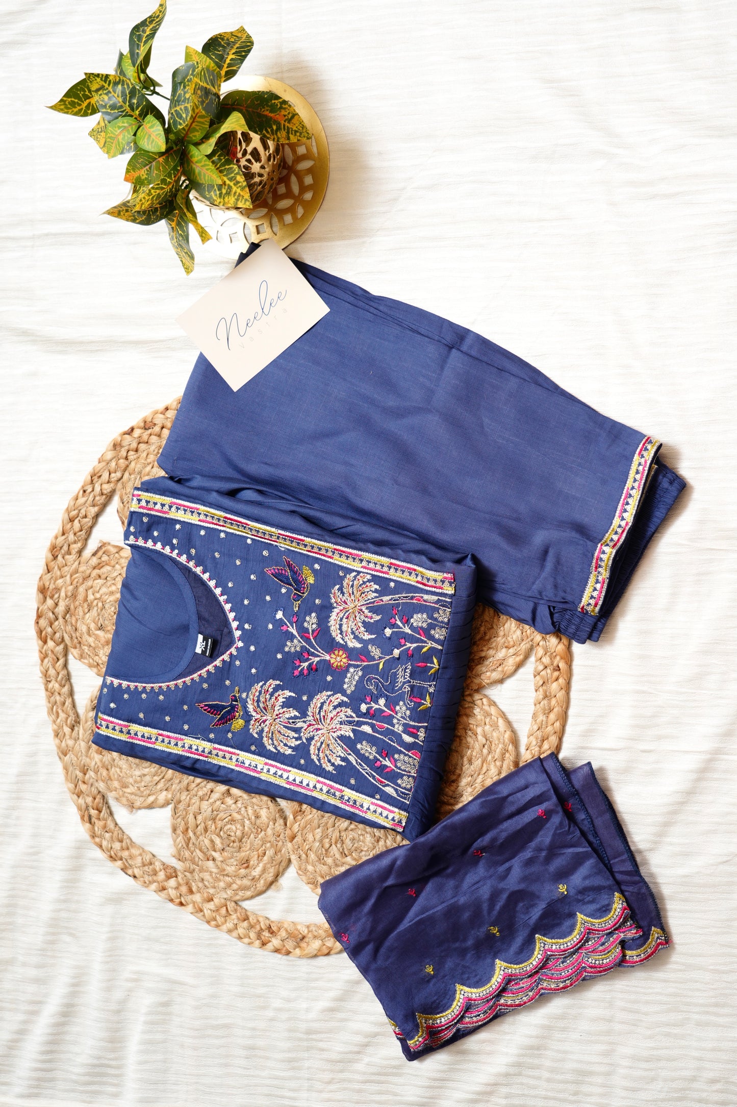 Vertican Silk A-Line Suit Set with Pant & Dupatta - NV004