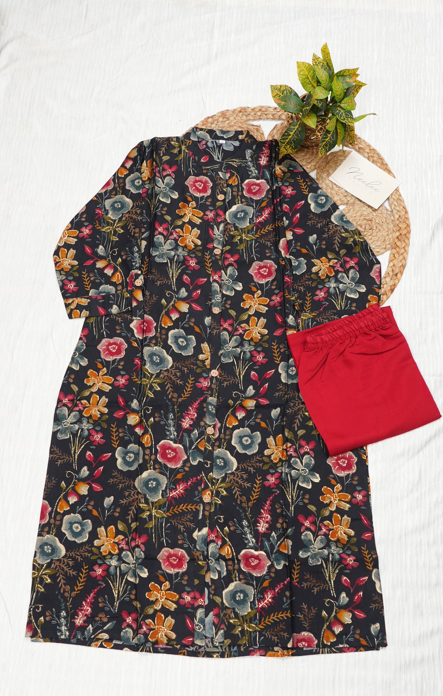 Modal Silk Straight Kurtha Set with Pant - NV020