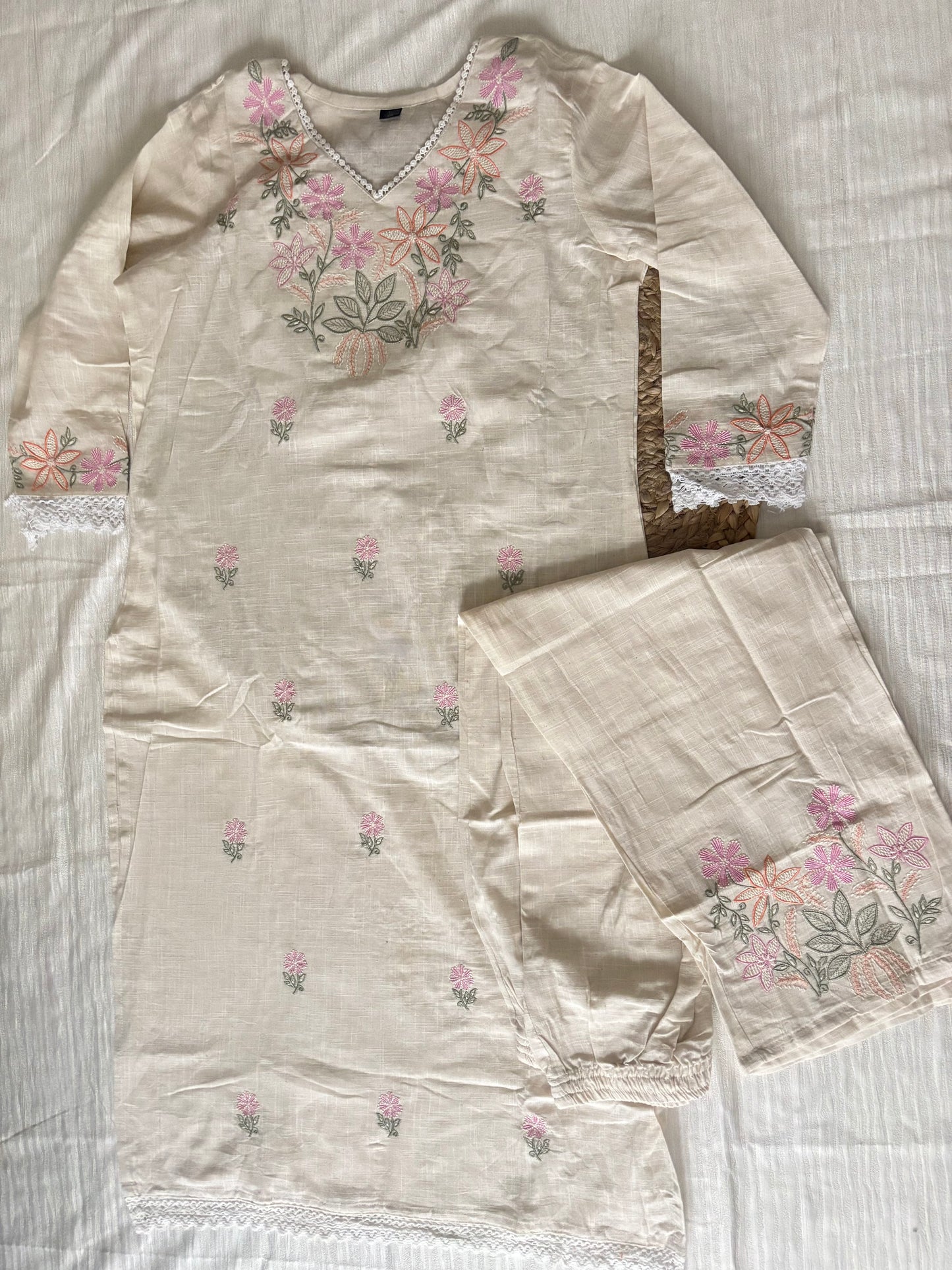 Cotton Slub Kurtha Set with Pant - NV025