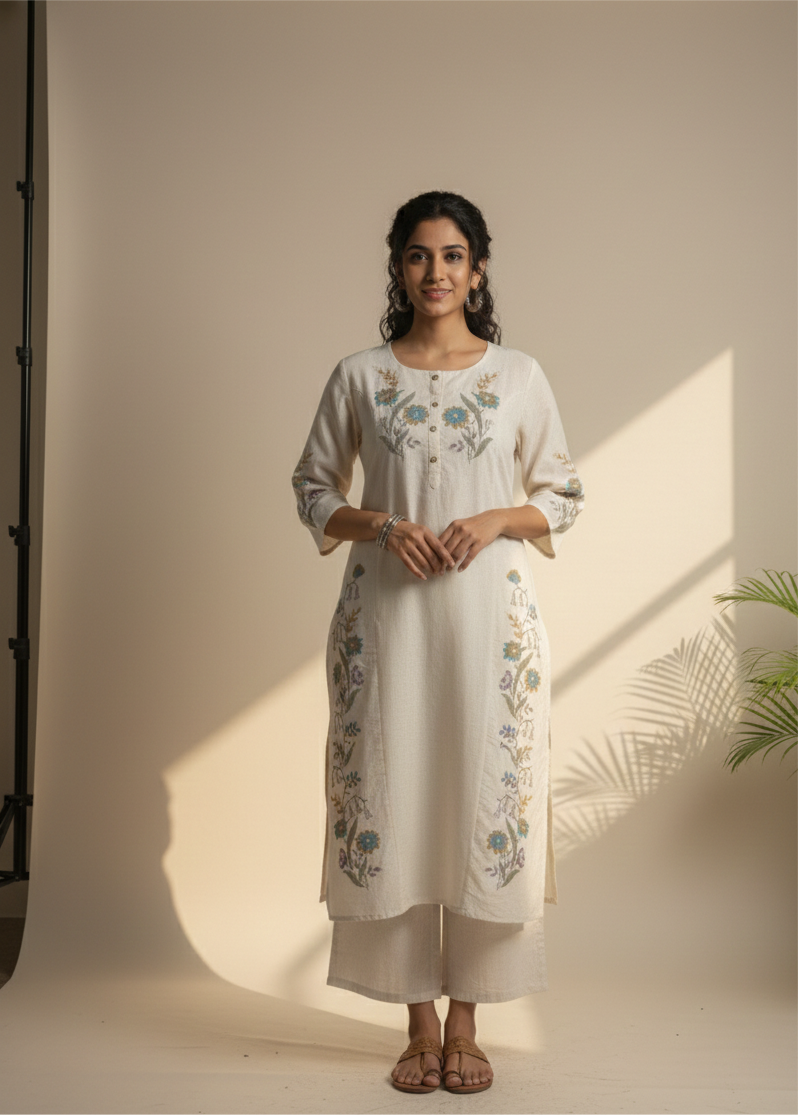 Jute Cotton Kurtha set with Pant - NV024