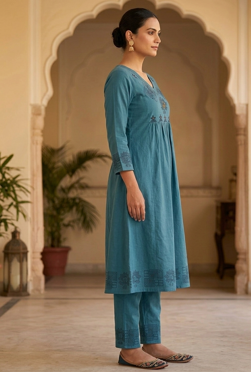 Cotton Straight Kurtha set with Pant - NV031