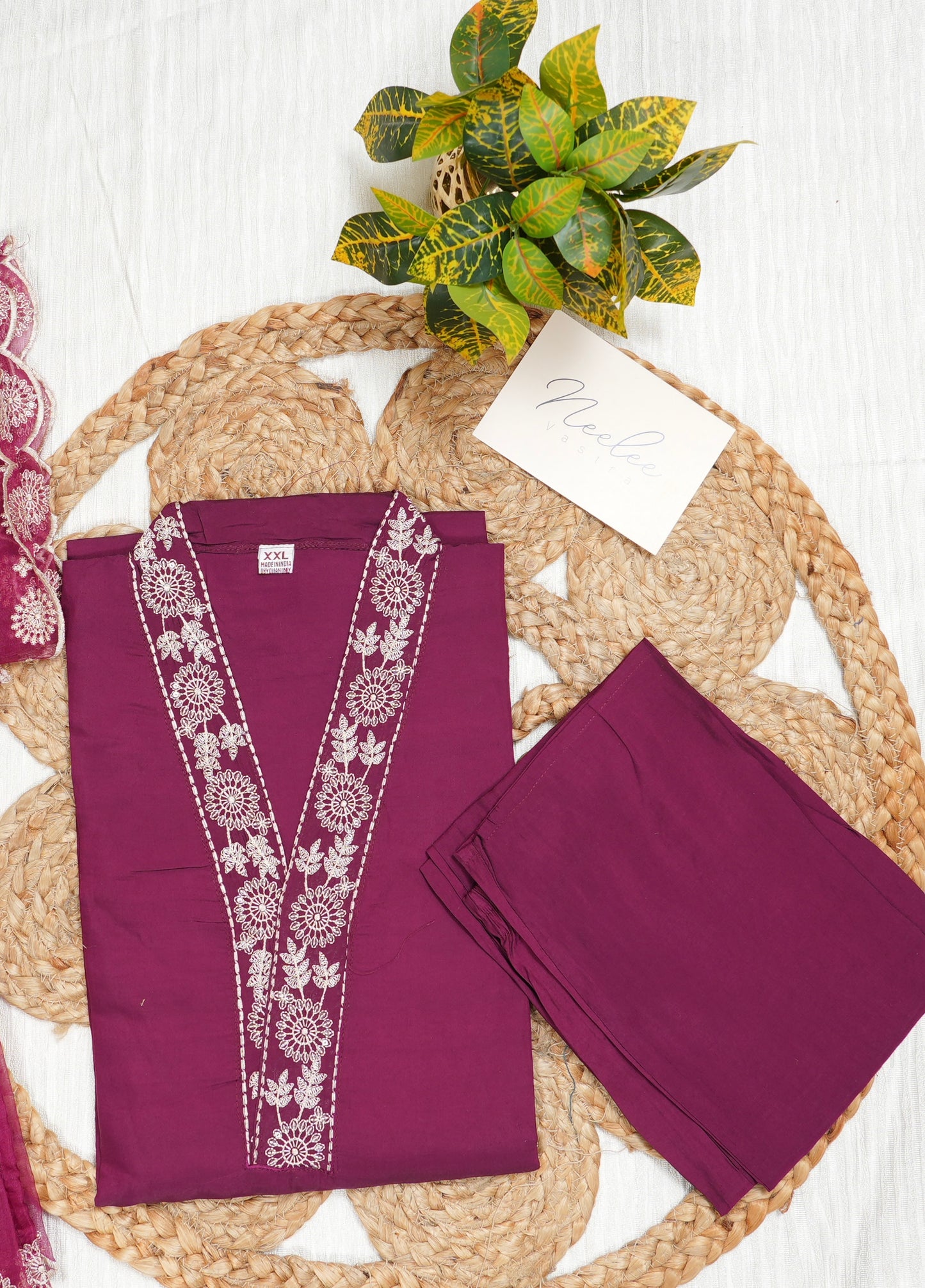 Roman Silk Straight Kurthi Set with Pant & Dupatta - NV013