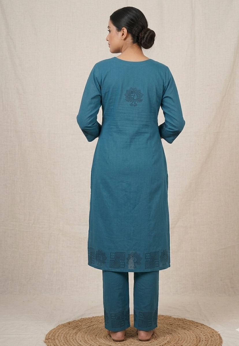 Cotton Straight Kurtha set with Pant - NV031