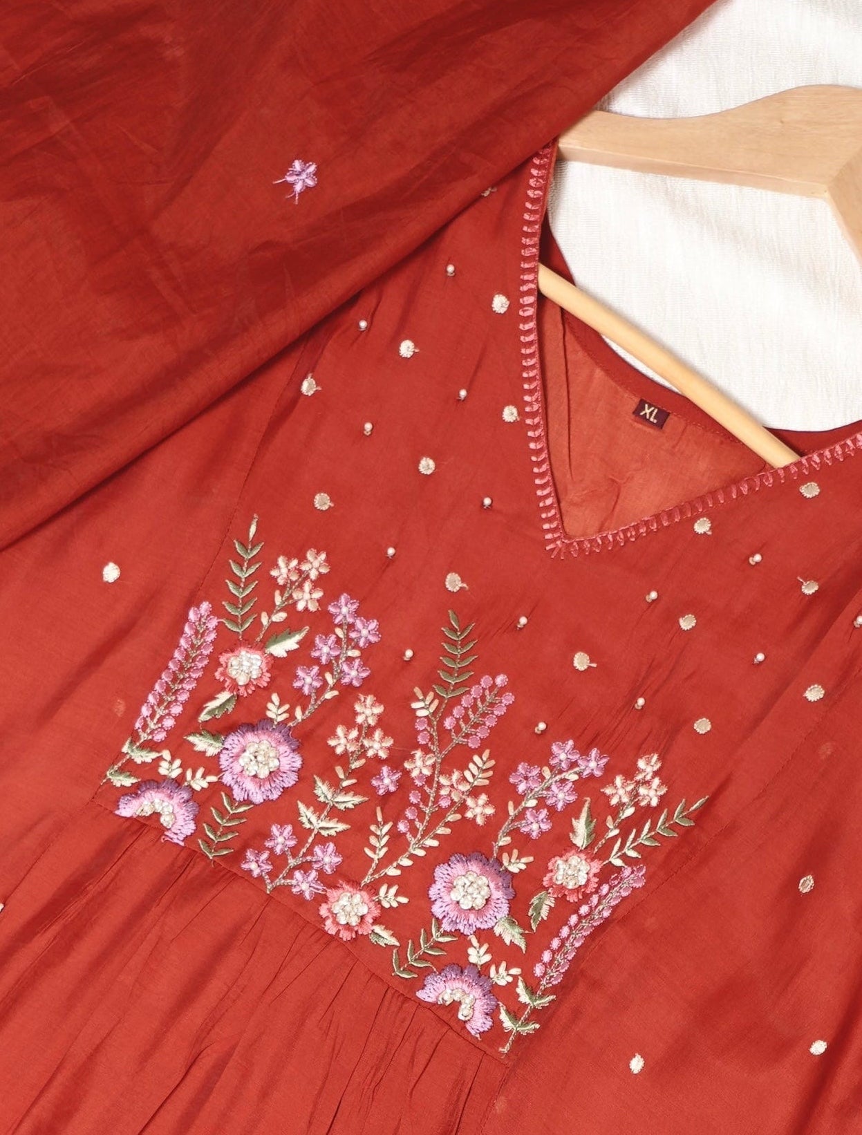 Mul Chanderi A-Line Kurtha Set with Pant & Dupatta - NV002