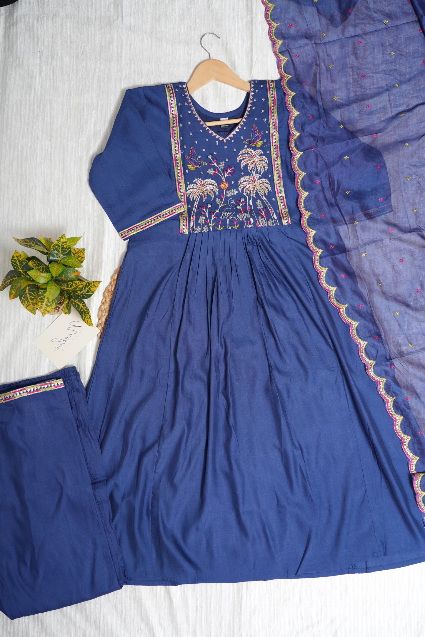 Vertican Silk A-Line Suit Set with Pant & Dupatta - NV004