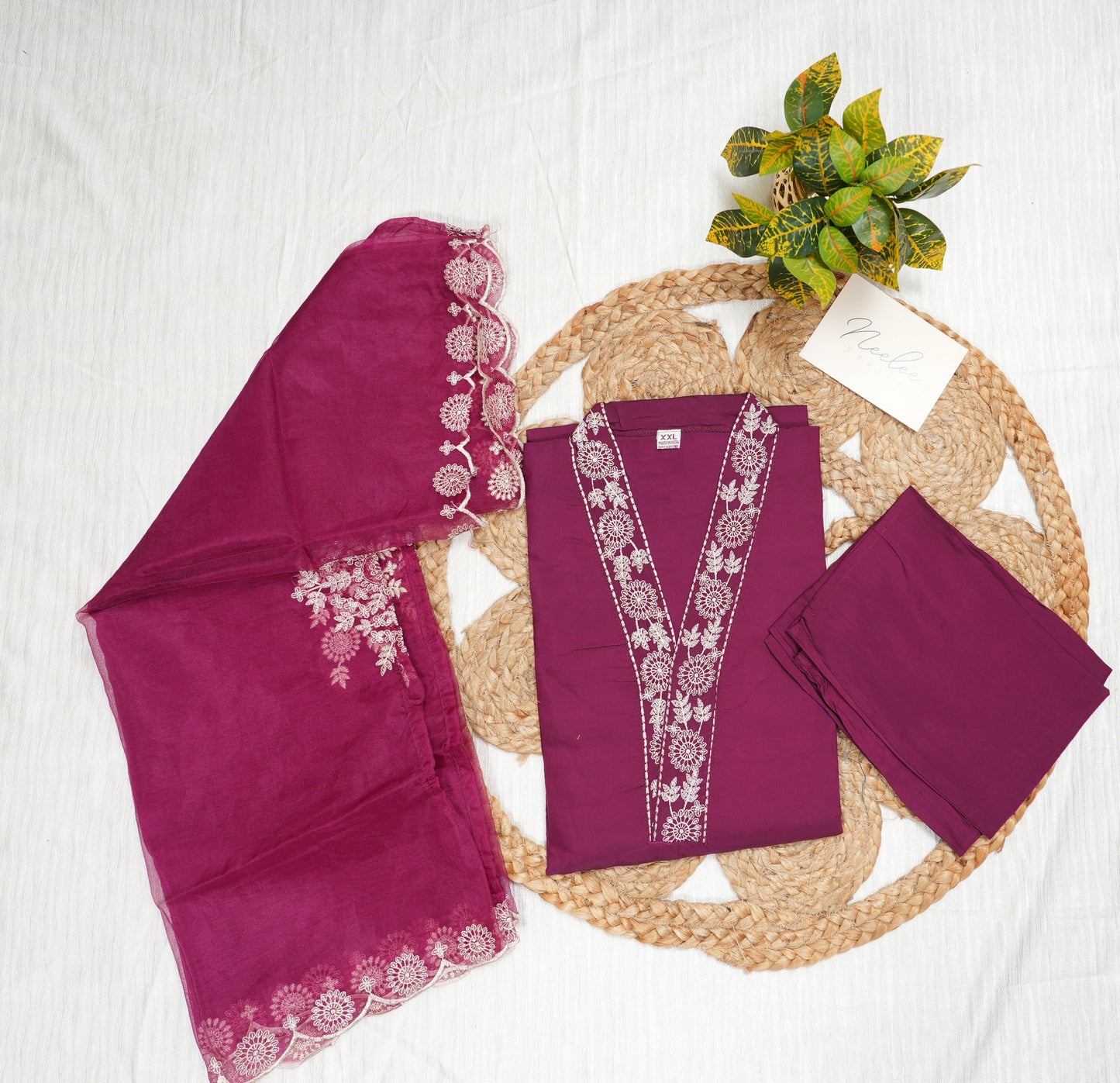 Roman Silk Straight Kurthi Set with Pant & Dupatta - NV013