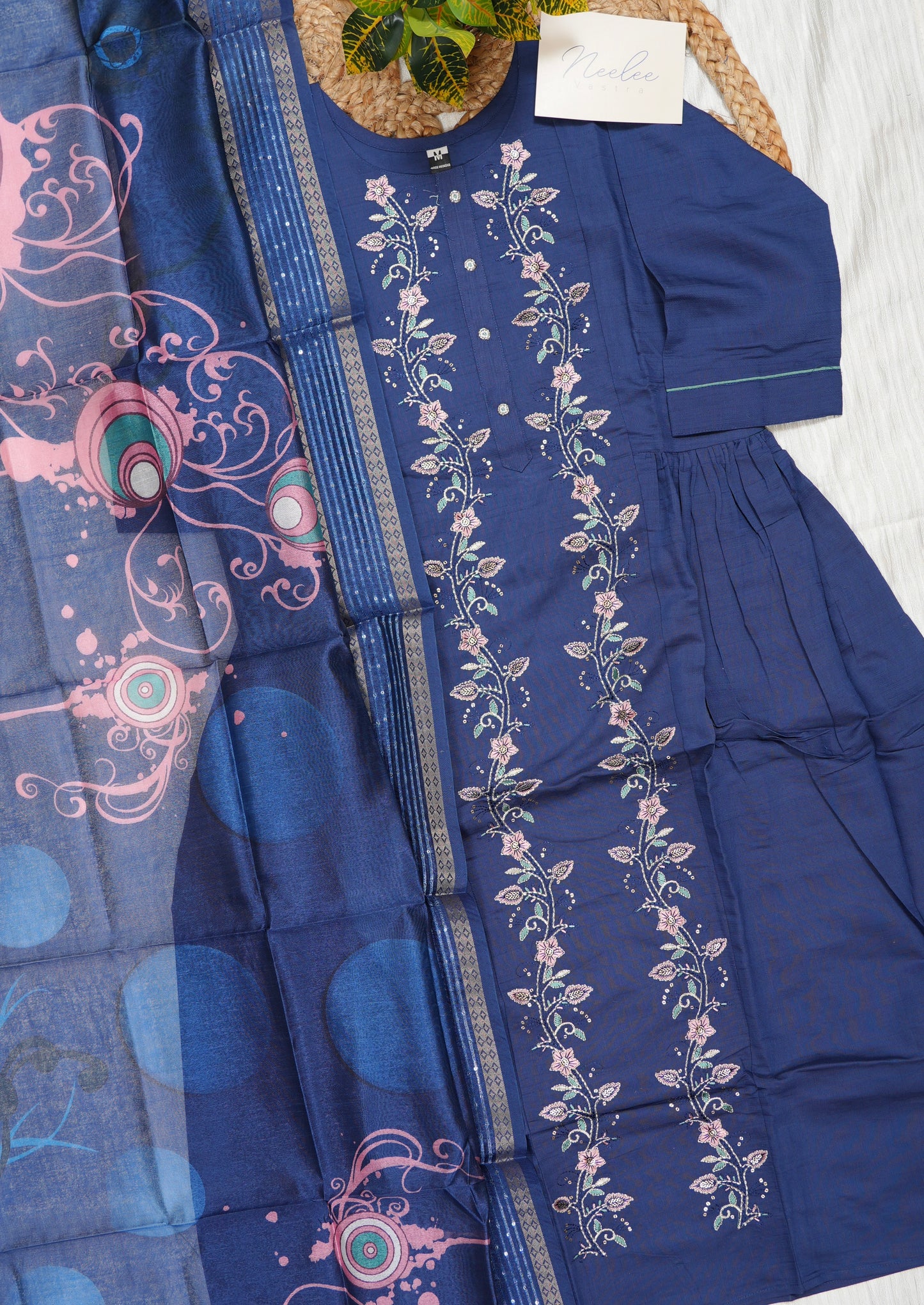 Vertican Silk A-Line Kurta Set with Pant & Dupatta - NV012