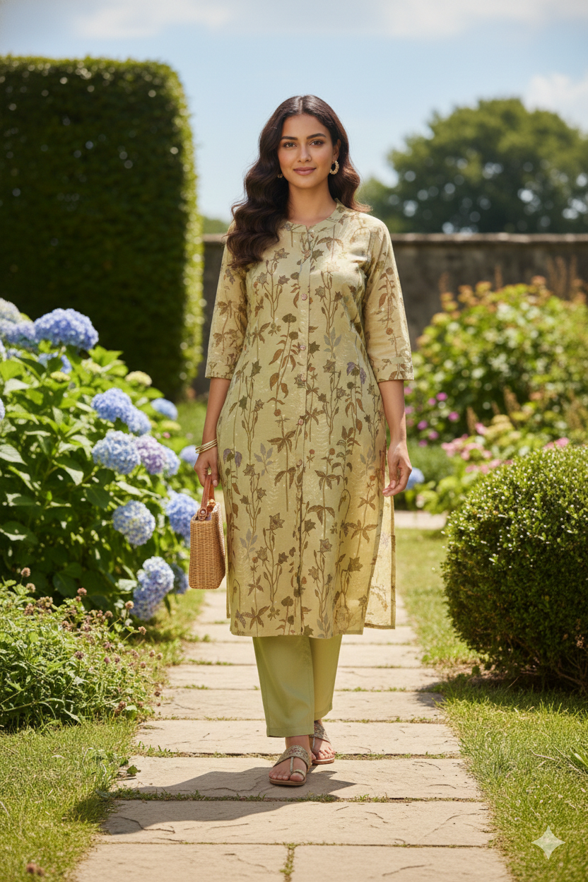 Modal Silk Straight Kurtha Set with Pant - NV021